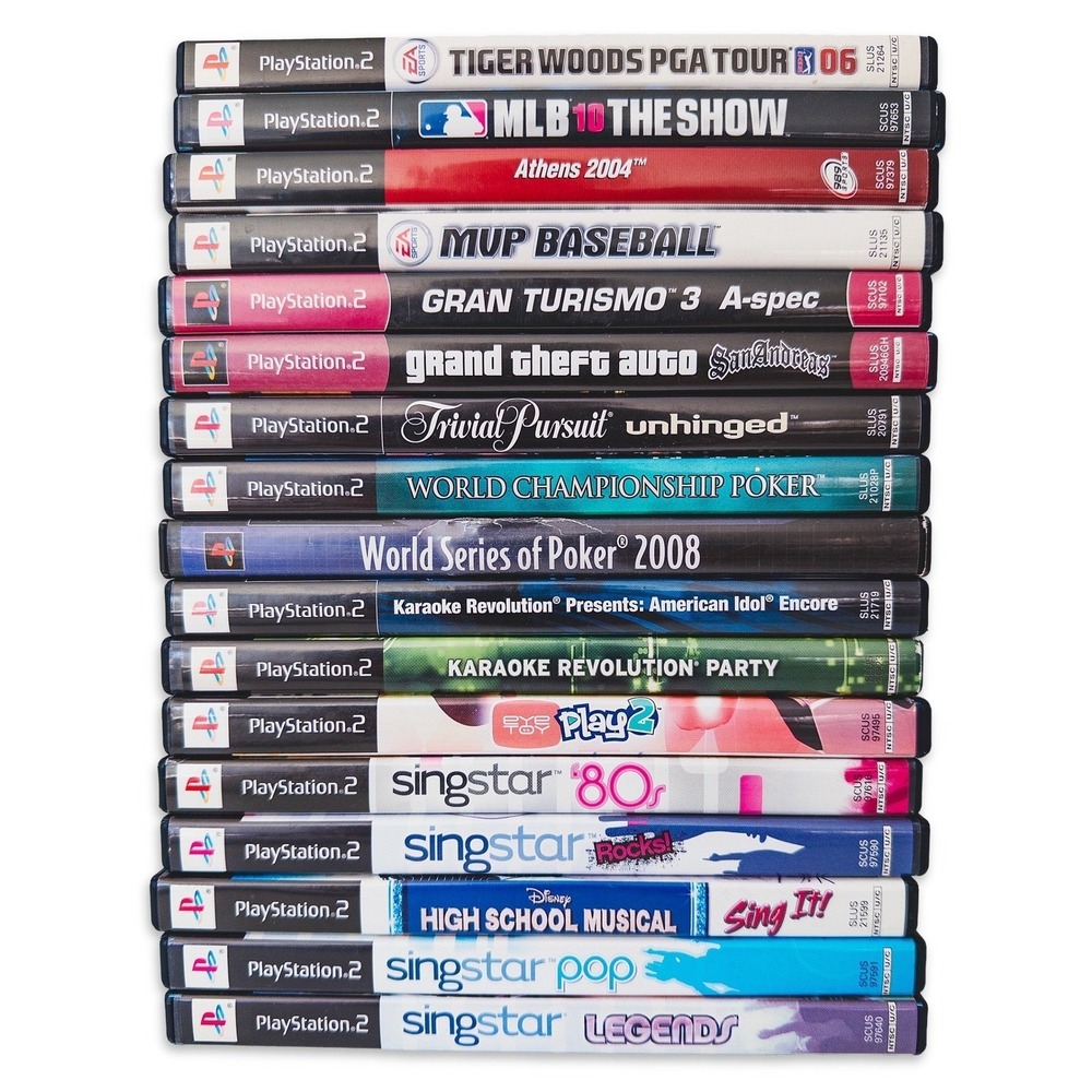Sony PlayStation 2 Video Game Lot 17 Games Sports Karaoke Poker PS2 Bundle Multi